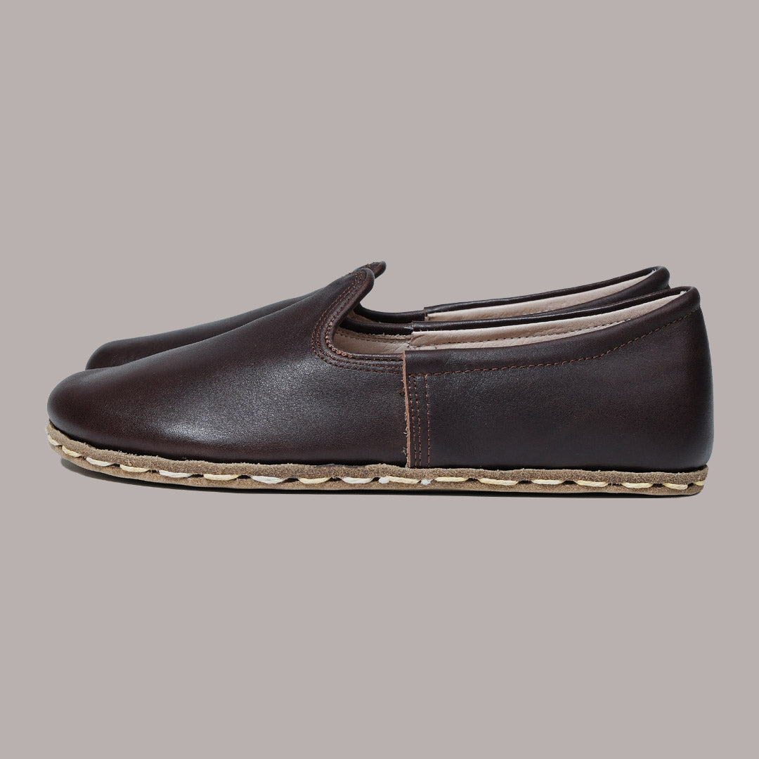 Women Wide Toe Slip-ons Nappa Smooth Dark Brown