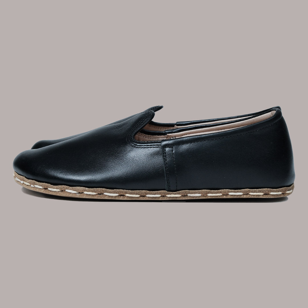 Women Wide Toe Slip-ons Nappa Smooth Black