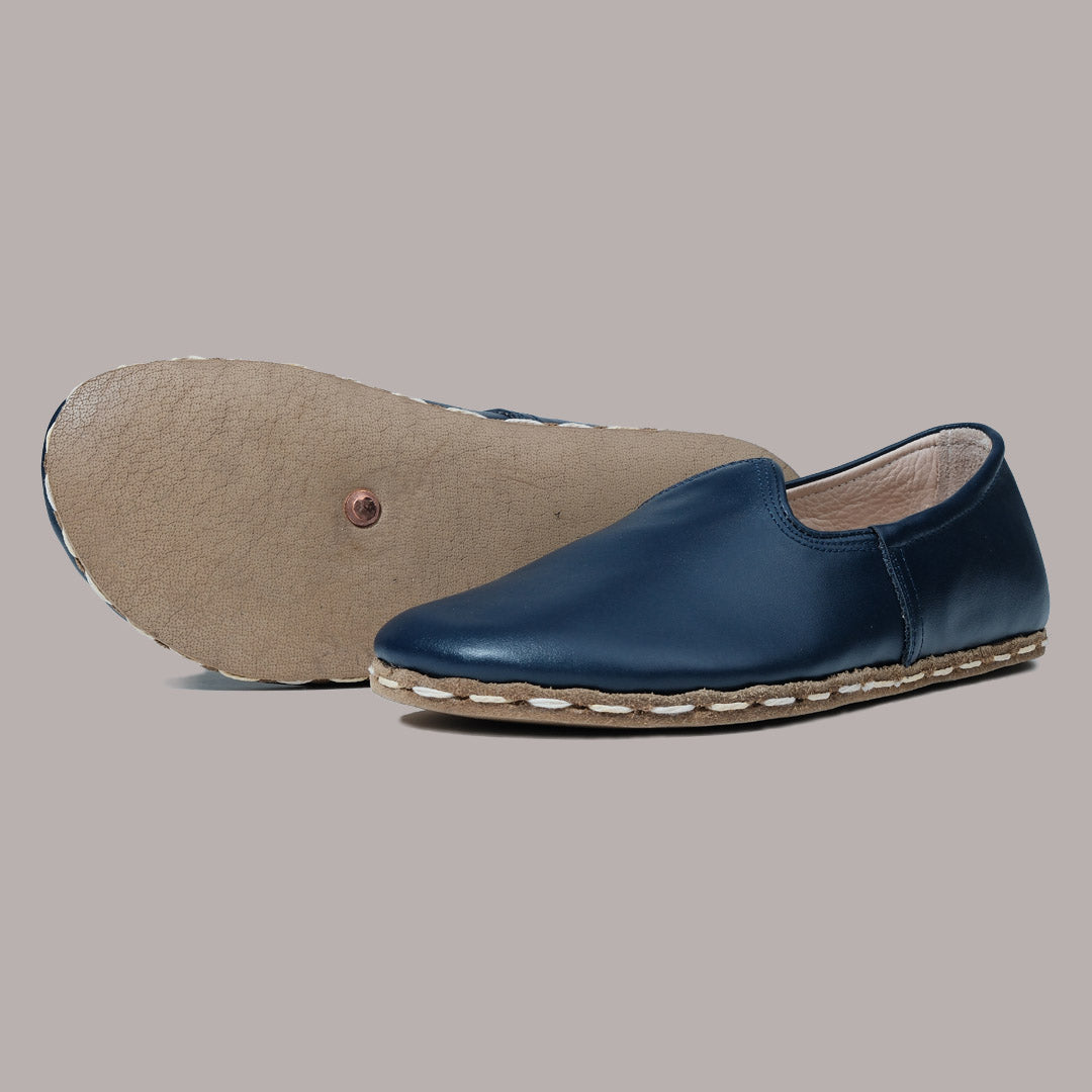 Women Wide Toe Slip-ons Nappa Smooth Navy Blue