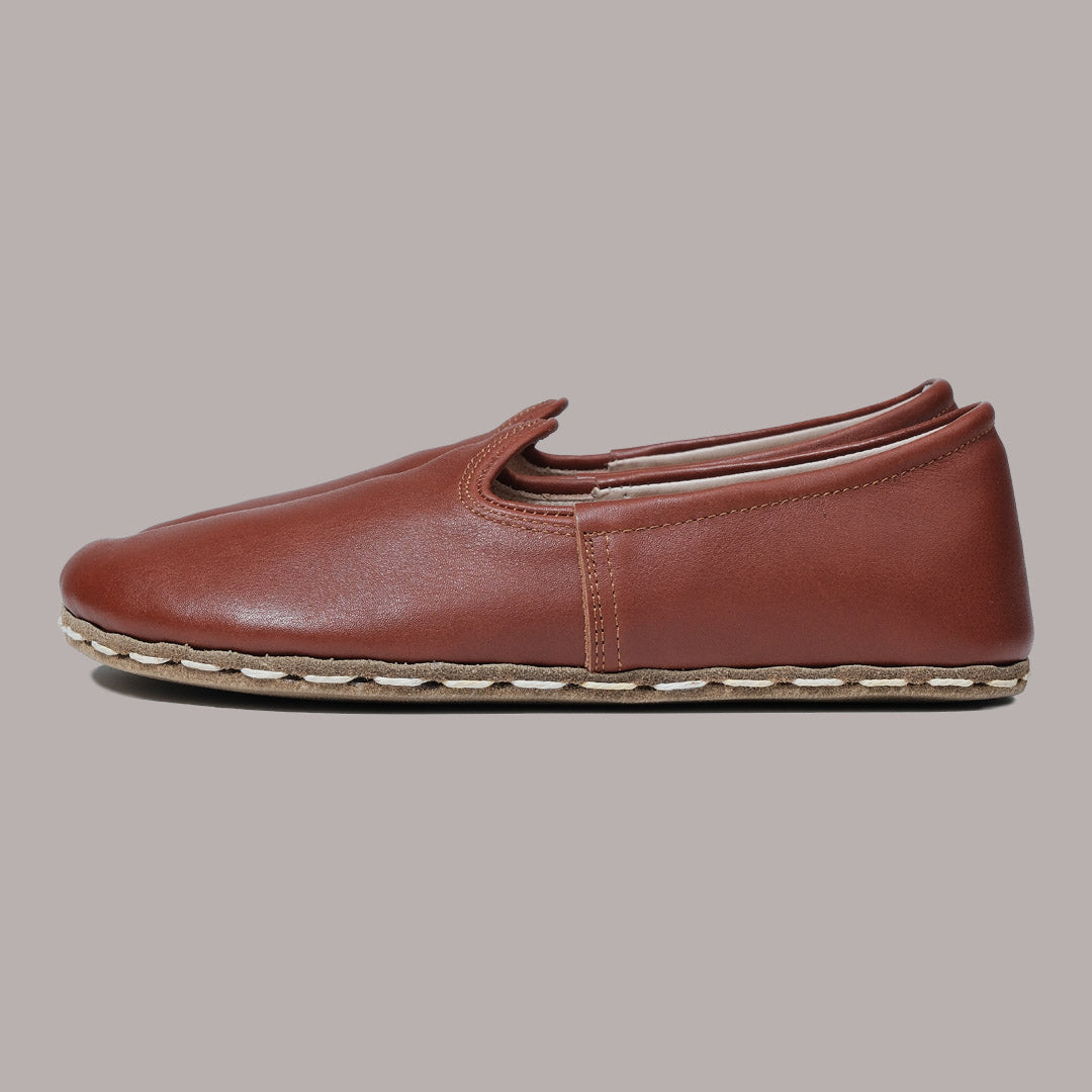 Women Wide Toe Slip-ons Nappa Smooth Brown