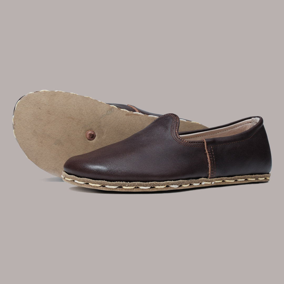 Women Wide Toe Slip-ons Nappa Smooth Dark Brown