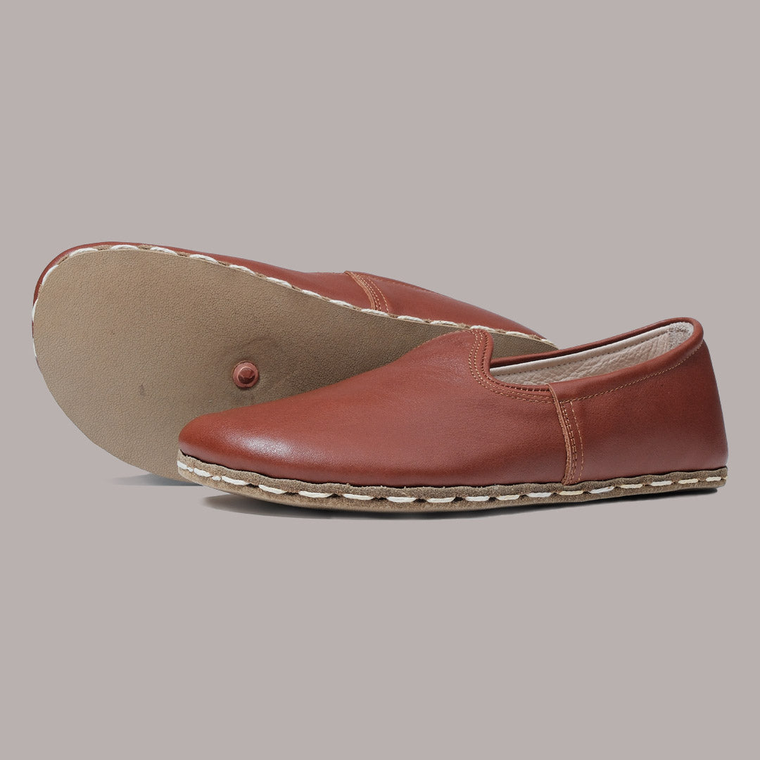 Women Wide Toe Slip-ons Nappa Smooth Brown