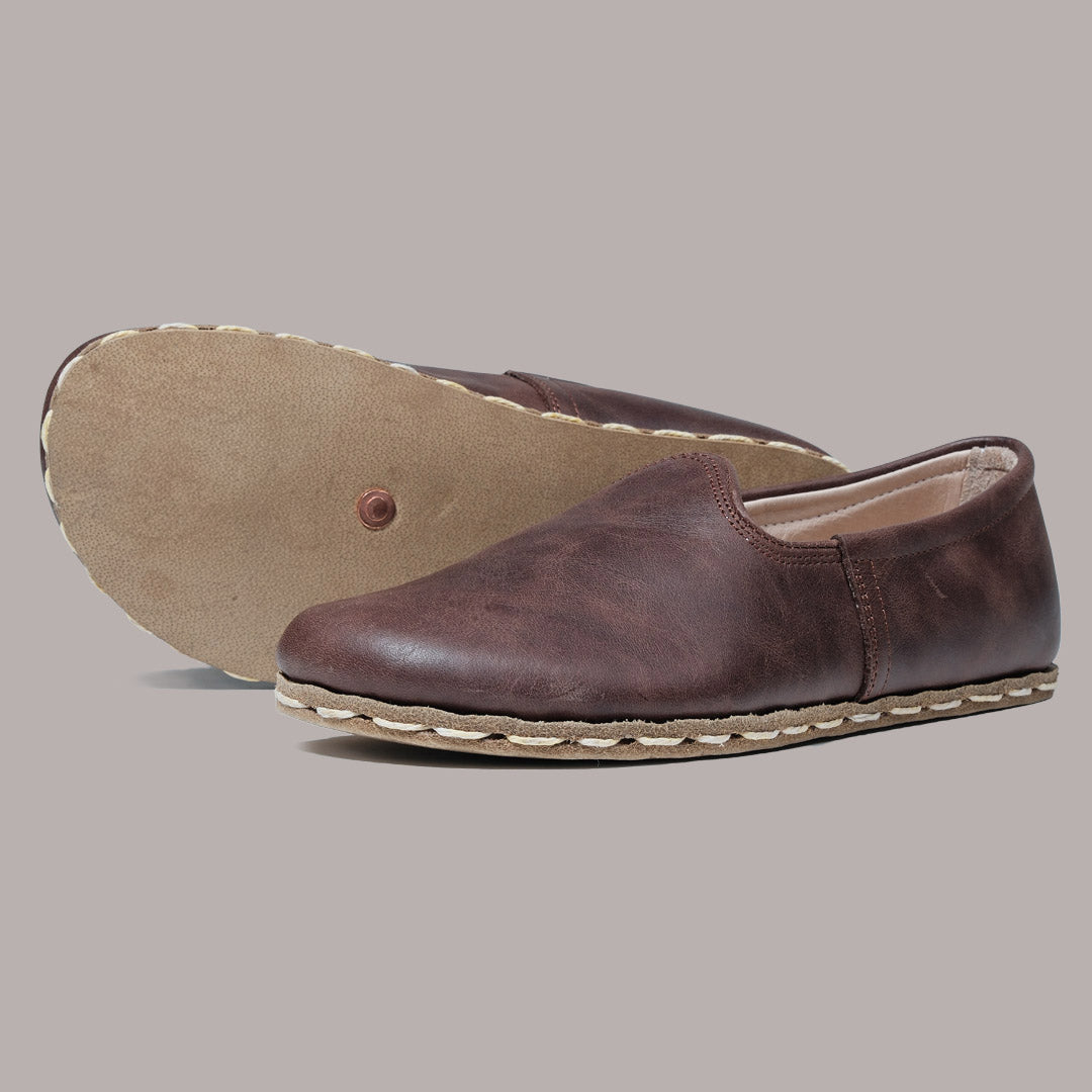 Women Wide Toe Slip-ons Crazy Brown