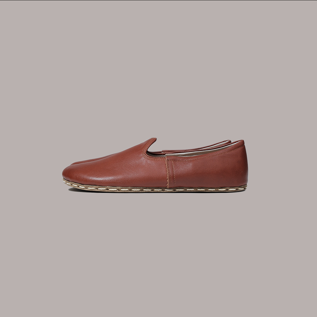 Men Wide Toe Slip-ons Nappa Smooth Brown