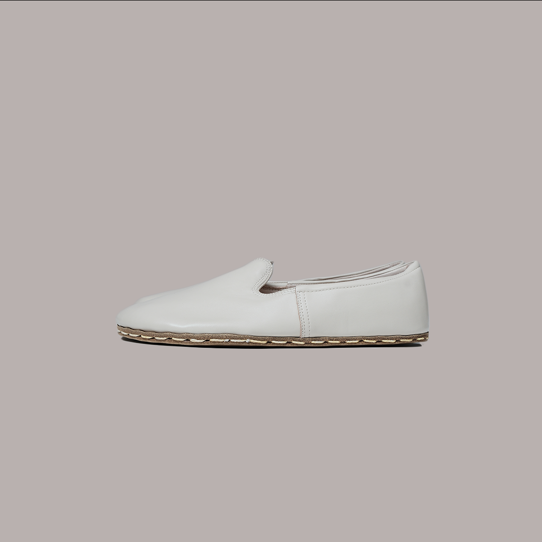 Men Wide Toe Slip-ons Nappa Smooth Cream