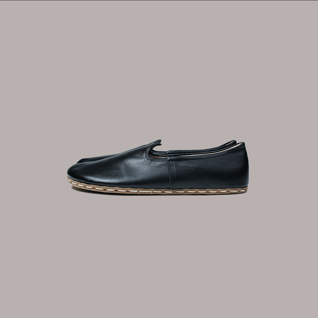 Men Wide Toe Slip-ons Nappa Smooth Black