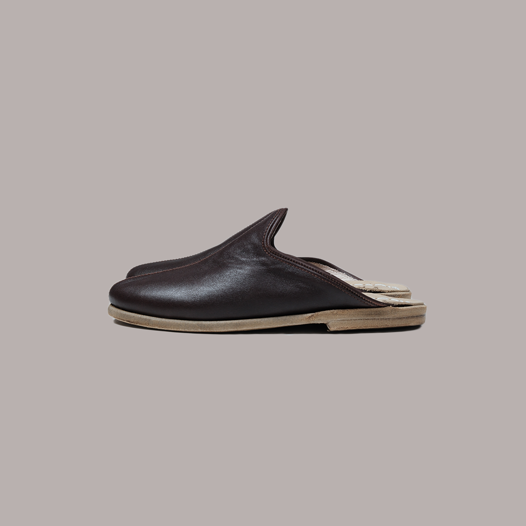 Women Slippers Nappa Smooth Dark Brown