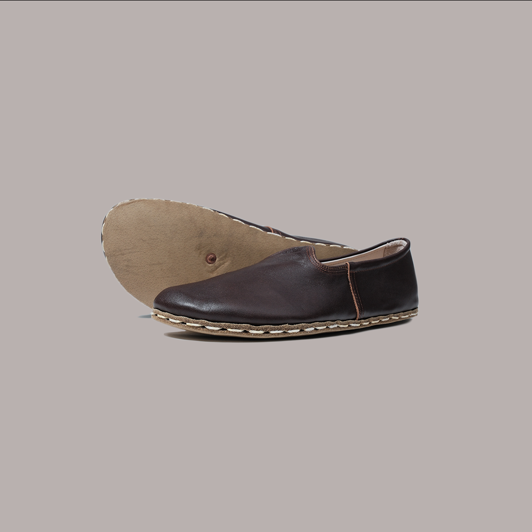 Men Wide Toe Slip-ons Nappa Smooth Dark Brown