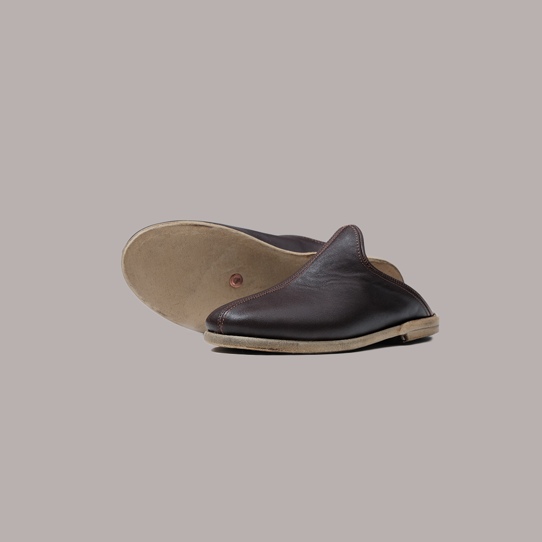 Women Slippers Nappa Smooth Dark Brown