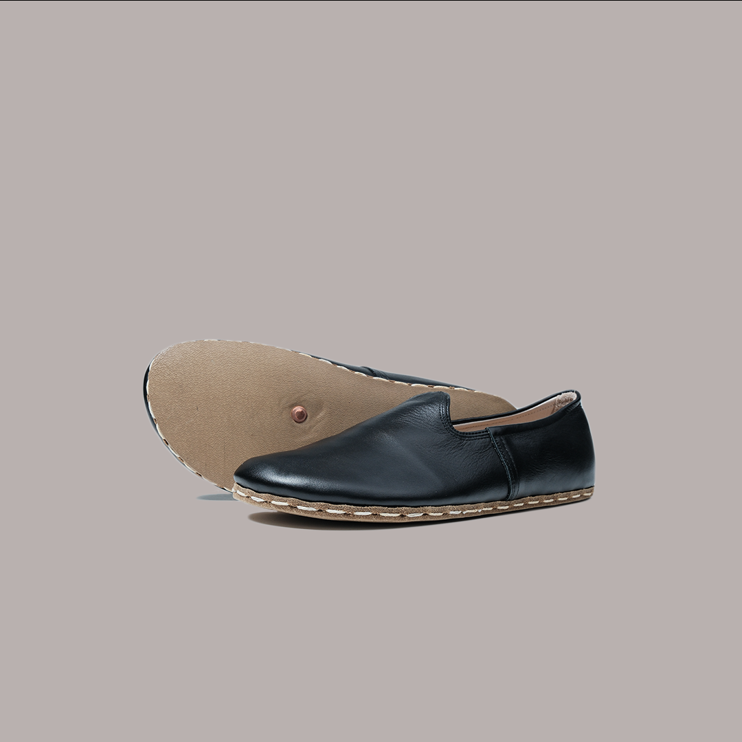 Men Wide Toe Slip-ons Nappa Smooth Black