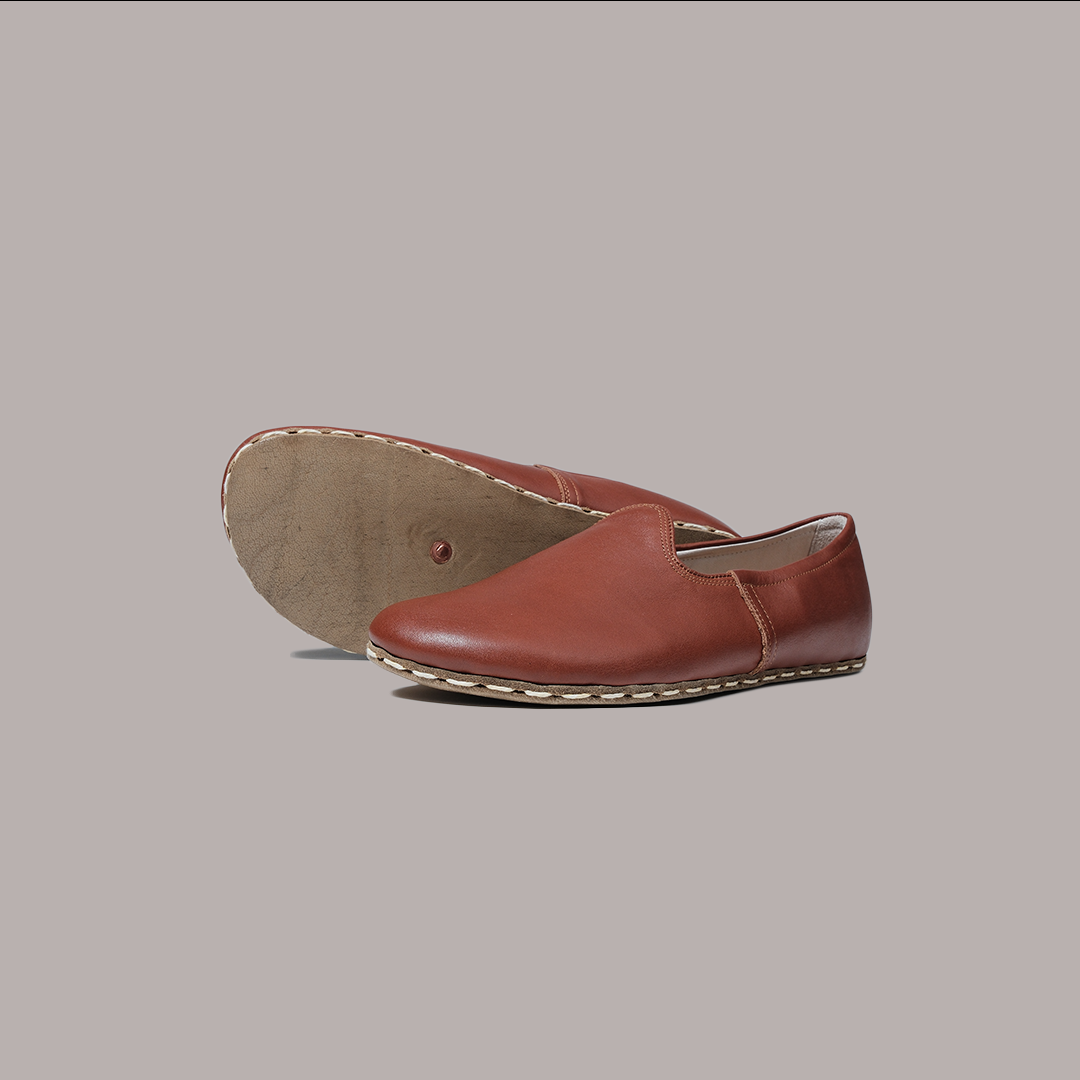 Men Wide Toe Slip-ons Nappa Smooth Brown