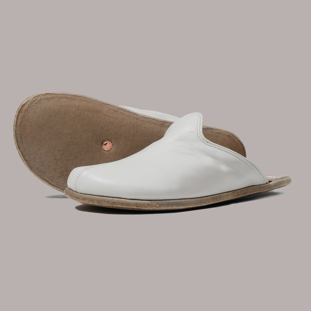 Women Wide Toe Slippers Nappa Smooth Cream